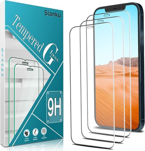 Slanku [3 Pack Privacy Screen Protector for iPhone 12, 12 Pro Tempered Glass Film, Anti-Spy, Full Coverage, Case Friendly in Saudi Arabia