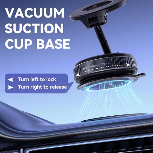AXENTO Upgraded 360° Vacuum Magnetic Car Phone Holder for MagSafe [105+LBS Suction & 2800gf Magnetic Grip], Foldable Suction Cup Mount for iPhone 12/13/14/15/16 & Android, Car/Gym/Mirror in Saudi Arabia