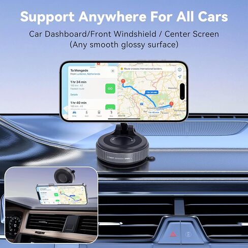 AXENTO Upgraded 360° Vacuum Magnetic Car Phone Holder for MagSafe [105+LBS Suction & 2800gf Magnetic Grip], Foldable Suction Cup Mount for iPhone 12/13/14/15/16 & Android, Car/Gym/Mirror in Saudi Arabia