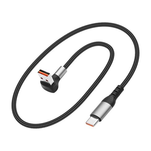 كابل USB 90 درجة إلى النوع C 6A شحن سريع USB A إلى USB C سلك شاحن نايلون مضفر USB-C كابل قصير للسيارة متوافق مع الكمبيوتر المحمول والهاتف المحمول والهاتف 16/15 1.64FT in Kuwait