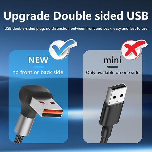 كابل USB 90 درجة إلى النوع C 6A شحن سريع USB A إلى USB C سلك شاحن نايلون مضفر USB-C كابل قصير للسيارة متوافق مع الكمبيوتر المحمول والهاتف المحمول والهاتف 16/15 1.64FT in Kuwait