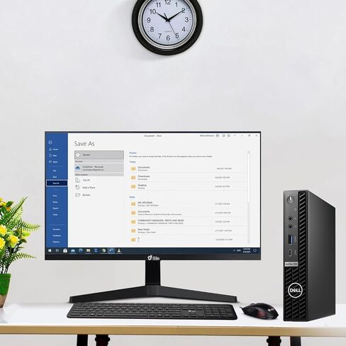 كمبيوتر مكتبي Dell OptiPlex 7000 Tiny - Intel Core i5-12th Gen - ذاكرة وصول عشوائي سعتها 16 جيجابايت - SSD 512 جيجابايت - لوحة مفاتيح وماوس لاسلكي - شبكة WiFi مدمجة - Windows 11 Pro - كمبيوتر صغير للأعمال والمكتب والمنزل (متجدد) in Kuwait
