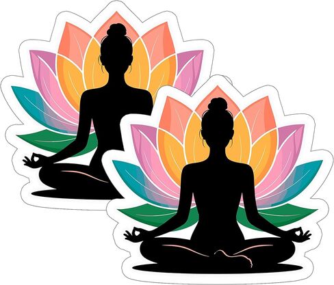 Lotus Yoga Sticker 4 Inch 2-Pack - Waterproof Vinyl Decal for Laptop Water Bottle Car Tumbler - Durable Aesthetic Long-Lasting Stickers for Adults ID45039 in Saudi Arabia