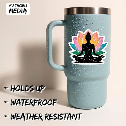 Lotus Yoga Sticker 4 Inch 2-Pack - Waterproof Vinyl Decal for Laptop Water Bottle Car Tumbler - Durable Aesthetic Long-Lasting Stickers for Adults ID45039 in Saudi Arabia