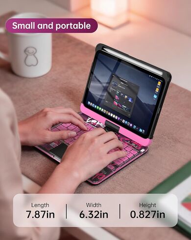 حافظة لوحة مفاتيح شفافة لجهاز iPad Mini 7 A17 Pro(2024) وMini 6 (2021) 8.3 بوصة، لوحة مفاتيح لاسلكية بإضاءة خلفية بـ 7 ألوان مع لوحة لمس، حامل دوار 360 درجة، حامل أقلام لجهاز iPad mini الجيل السابع/السادس، وردي in Kuwait