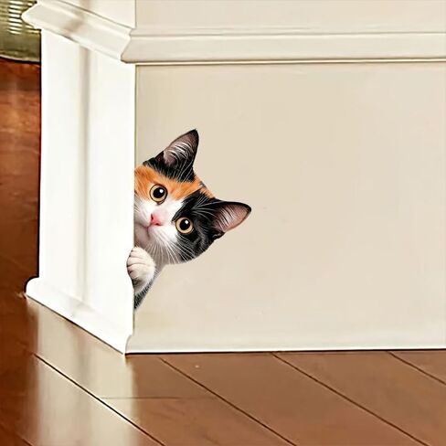Peeking at The Cat Wall Decal, Removable Waterproof Vinyl Sticker for,Laptops,Wall,Refrigerator,Furniture, Bedroom Decoration LB-0074 in Kuwait