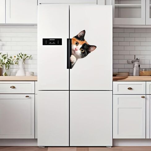 Peeking at The Cat Wall Decal, Removable Waterproof Vinyl Sticker for,Laptops,Wall,Refrigerator,Furniture, Bedroom Decoration LB-0074 in Kuwait