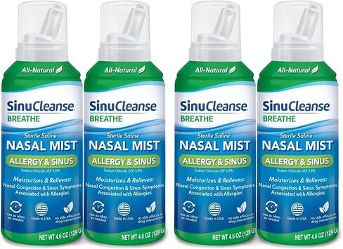 رذاذ SinuCleanse Sterile Saline Kids Mist يرطب ويخفف على الفور احتقان الأنف، آمن لحديثي الولادة وما فوق، زجاجة 4.5 أونصة (عبوة من قطعتين) in Saudi Arabia