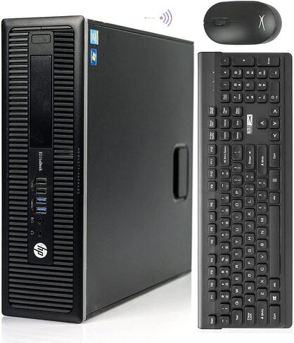 كمبيوتر مكتبي HP Elitedesk 800 G1 SFF، سطح مكتب i7 مجدد، أجهزة كمبيوتر Windows 11 Business، ذاكرة الوصول العشوائي 16 جيجابايت، SSD 256 جيجابايت، DVD، DP، HDMI، WiFi، BT، VGA، USB، لوحة مفاتيح وماوس لاسلكية + لوحة ماوس TJJ (متجددة) in Saudi Arabia