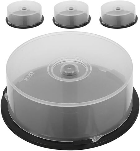 Ciieeo 4 قطعة Cd Dvd كعكة صندوق المغزل عمود بلاستيكي حاوية تخزين فارغة لمدة 25 قرص صندوق تخزين تنظيف الربيع in Kuwait