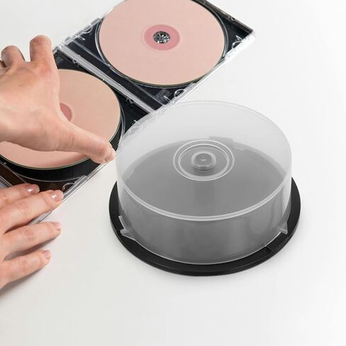Ciieeo 4 قطعة Cd Dvd كعكة صندوق المغزل عمود بلاستيكي حاوية تخزين فارغة لمدة 25 قرص صندوق تخزين تنظيف الربيع in Kuwait