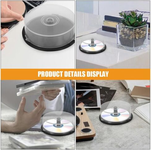 Ciieeo 4 قطعة Cd Dvd كعكة صندوق المغزل عمود بلاستيكي حاوية تخزين فارغة لمدة 25 قرص صندوق تخزين تنظيف الربيع in Kuwait