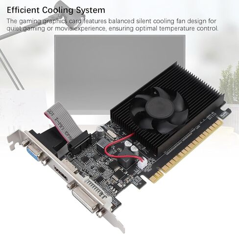 بطاقة رسومات Tangxi GT610، بطاقة فيديو 2G DDR3 منخفضة الحجم مع مروحة تبريد، واجهة DVI VGA HDMI، PCI Express X16 2.0 64 بت لسطح المكتب in Kuwait