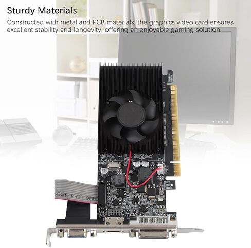 بطاقة رسومات Tangxi GT610، بطاقة فيديو 2G DDR3 منخفضة الحجم مع مروحة تبريد، واجهة DVI VGA HDMI، PCI Express X16 2.0 64 بت لسطح المكتب in Kuwait