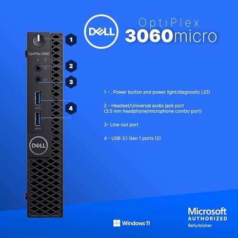 Dell Optiplex 3060 Mini PC | Windows 11 Pro | Intel i5-8500 | 8GB RAM + 250GB SSD | 5G WiFi + BT | Micro Desktop Computer | Keyboard + Mouse | RGB Speakers (Renewed) in Saudi Arabia