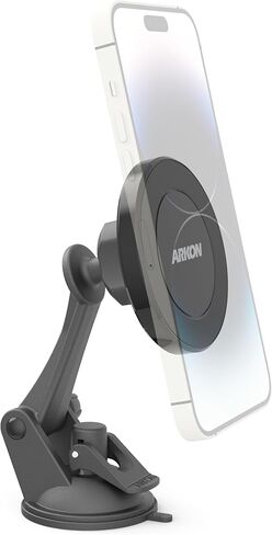 ARKON Mounts حامل هاتف مغناطيسي مع حامل بالشفط، مغناطيس نيوديميوم قوي، حامل شفط للزجاج الأمامي والشرطة، دوران 360 درجة لسهولة تحديد المواقع، لهاتف iPhone، Galaxy، والمزيد in Kuwait