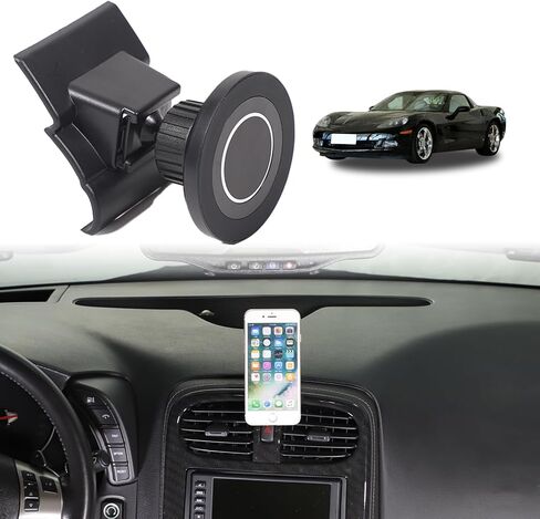 Car Phone Holder for Corvette C6 2005-2013 Magnetic Aluminum Centre Console 360 Rotatable Fixed Mobile Phone Mount Holder for Car Fit for iPhone Android&Universally Smartphones (Side) in Saudi Arabia