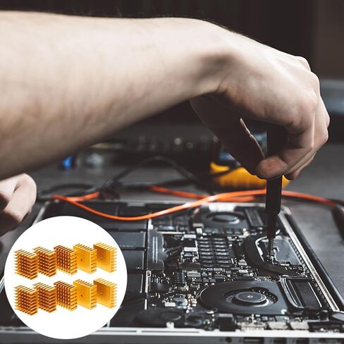 BESPORTBLE 10pcs Gold Aluminum Heat Sink Cooling Fins 28x28x11mm Thermal Conductive Block for CPU Gpu Laptop Electronics Cooling Module in Kuwait