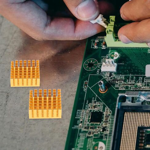 BESPORTBLE 10pcs Gold Aluminum Heat Sink Cooling Fins 28x28x11mm Thermal Conductive Block for CPU Gpu Laptop Electronics Cooling Module in Kuwait