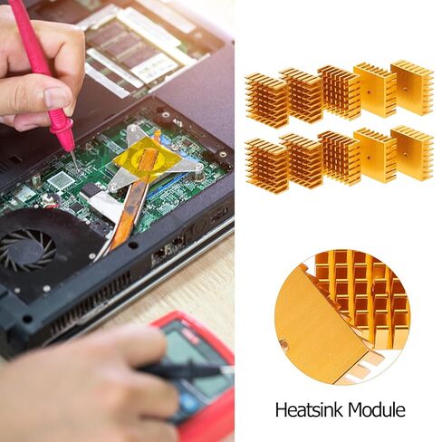 BESPORTBLE 10pcs Gold Aluminum Heat Sink Cooling Fins 28x28x11mm Thermal Conductive Block for CPU Gpu Laptop Electronics Cooling Module in Kuwait