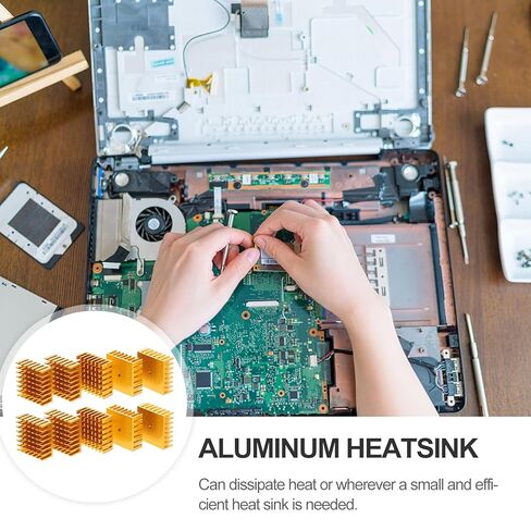 BESPORTBLE 10pcs Gold Aluminum Heat Sink Cooling Fins 28x28x11mm Thermal Conductive Block for CPU Gpu Laptop Electronics Cooling Module in Kuwait
