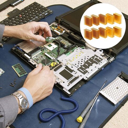 BESPORTBLE 10pcs Gold Aluminum Heat Sink Cooling Fins 28x28x11mm Thermal Conductive Block for CPU Gpu Laptop Electronics Cooling Module in Kuwait