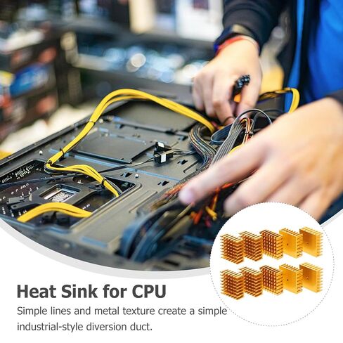 BESPORTBLE 10pcs Gold Aluminum Heat Sink Cooling Fins 28x28x11mm Thermal Conductive Block for CPU Gpu Laptop Electronics Cooling Module in Kuwait