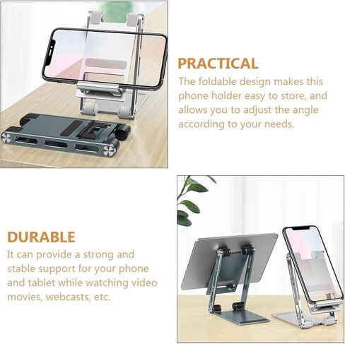 Gadpiparty Foldable Aluminum Alloy Phone Holder and Tablet Stand Adjustable Desktop Rack Silver for Office and Home Use in Saudi Arabia