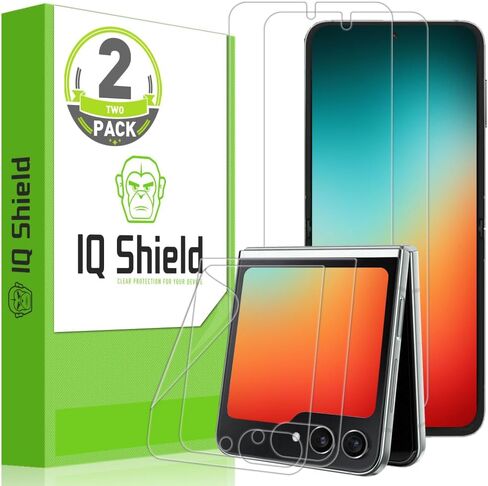 عبوة من قطعتين من IQShield لهاتف Samsung Galaxy Z Flip 5: طبقة TPU فائقة الوضوح، تركيب خالٍ من الفقاعات، مقاوم للخدش، صديق للحافظة، وضوح عالي الدقة للحماية القصوى لفتح بصمة الإصبع in Saudi Arabia