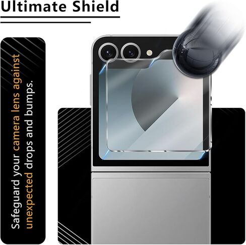 واقي شاشة JZG مكون من قطعتين لهاتف Samsung Galaxy Z Flip 6 (شاشة داخلية)، قطعتان من الزجاج الأمامي المقوى، غير قابل للطي، فتح بصمات الأصابع، مضاد للخدش، خالٍ من الفقاعات، صديق للحافظة in Kuwait