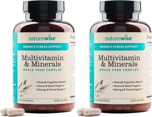 NatureWise Women’s Stress Support Multivitamin & Minerals Whole Food Complex with Sensoril Ashwagandha, Probiotics for Energy, Focus, Mood Balance (Packaging May Vary) (1 Month Supply – 60 Capsule) in Kuwait