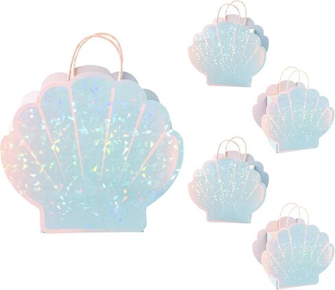 حزب Cheerland Seashell Form Bag لزخارف عيد ميلاد Mermaid وتحت موضوع البحر Party Summer Ocean Beach Picnic Party Party Bag Godie Treat Parts Supplies (حزمة من 4) in Saudi Arabia