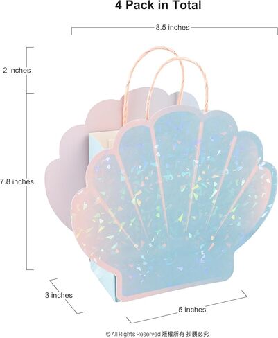 حزب Cheerland Seashell Form Bag لزخارف عيد ميلاد Mermaid وتحت موضوع البحر Party Summer Ocean Beach Picnic Party Party Bag Godie Treat Parts Supplies (حزمة من 4) in Saudi Arabia