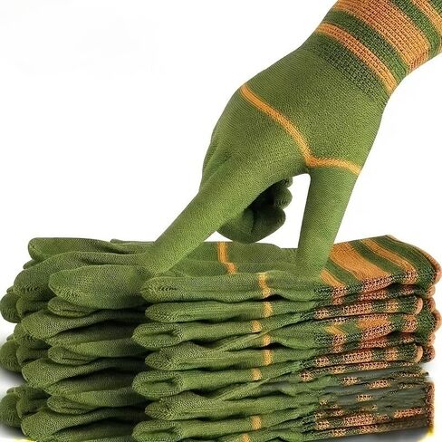 5-Pack Nylon Gloves - Lightweight Grip for Cycling Fishing Camping, Elastic Closure, One Size Fits All, Green in Saudi Arabia