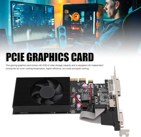 VBESTLIFE GT730 4GB Graphics Card, GDDR3 128Bit GPU, 650/1667MHz PCIE 2.0 16X Gaming Video Card, Desktop Computer Graphics Card Support for DirectX 11 in Saudi Arabia
