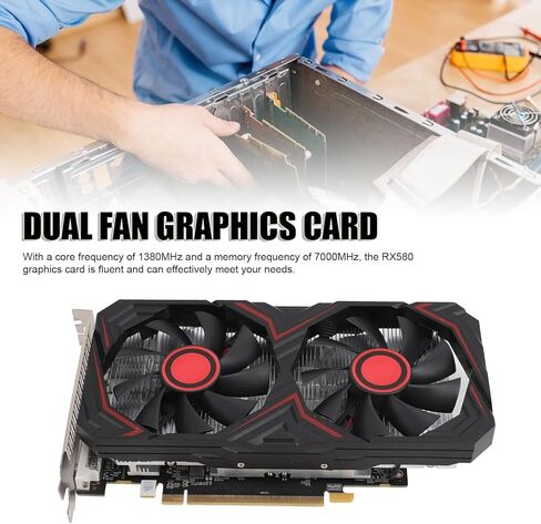 VBESTLIFE 8GB Graphics Card, GDDR5 256Bit GPU, 1380/7000MHz PCIE 2.0 16X Gaming Video Card, Desktop Computer Graphics Card Support for DirectX 11 in Saudi Arabia