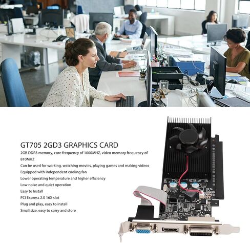 VBESTLIFE 2GB Graphics Card, GDDR3 64Bit GPU, 810/1000MHz PCIE 2.0 16X Gaming Video Card, Desktop Computer Graphics Card Support for DirectX 12 in Saudi Arabia