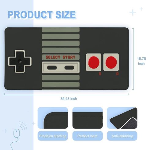 Game Console Buttons Mouse Pad,Cool XXL Gaming Mouse Pads,PC Gaming Accessories,Large Waterproof Non-Slip Rubber Desk Mat with Stitched Edges Office Home Computer Desk Accessories,35.4 x 15.7 in in Saudi Arabia