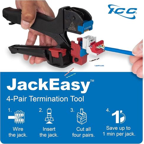 ICC CAT6 Keystone Jack with Inline IDC No Pair Split Wiring (Easier Termination) UL Listed PoE++ TAA Compliant for Wall Plate or Patch Panel, Works with JackEasy Termination Tool, White in Saudi Arabia
