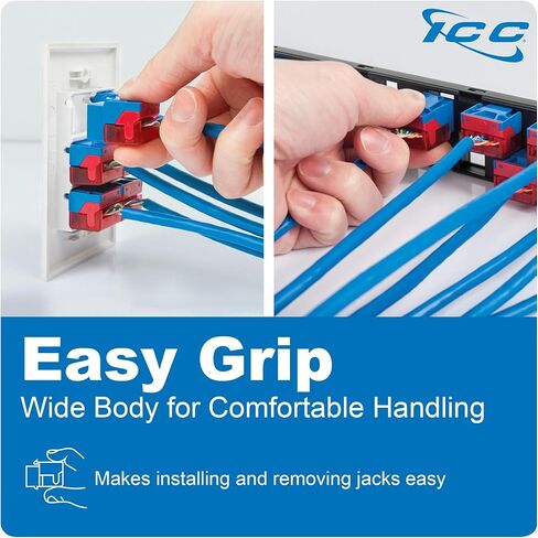 ICC CAT6 Keystone Jack with Inline IDC No Pair Split Wiring (Easier Termination) UL Listed PoE++ TAA Compliant for Wall Plate or Patch Panel, Works with JackEasy Termination Tool, White in Saudi Arabia