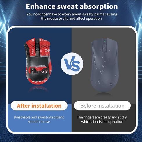 Mouse Grip Tape Full Coverage for Razer DeathAdder V2 X HyperSpeed, Mouse Anti Slip Grip Tape,Self-Adhesive PreCut Sweat-Resistant Professional Mice Upgrade Kit(Red) in Saudi Arabia