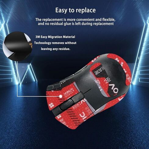 Mouse Grip Tape Full Coverage for Razer DeathAdder V2 X HyperSpeed, Mouse Anti Slip Grip Tape,Self-Adhesive PreCut Sweat-Resistant Professional Mice Upgrade Kit(Red) in Saudi Arabia