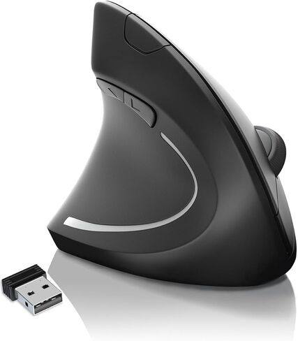 ماوس لليد اليسرى، ماوس عمودي لاسلكي مريح 2.4 جيجا USB، تصميم مريح، نموذج بصري، الوقاية ضد مرفق التنس، لأجهزة الكمبيوتر المحمول المكتبية والكمبيوتر إلخ in Kuwait