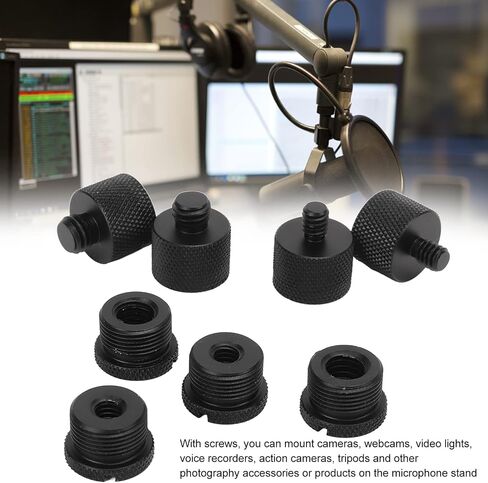 Yosoo Health Gear Microphone Stand Adapter, 8 Pcs 4 Size, Aluminum Alloy Thread Converter, for Cameras Lights Boom Arms in Saudi Arabia
