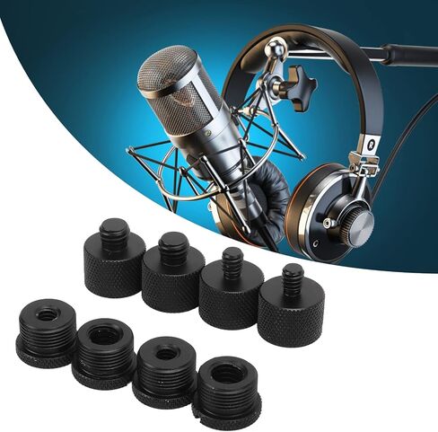 Yosoo Health Gear Microphone Stand Adapter, 8 Pcs 4 Size, Aluminum Alloy Thread Converter, for Cameras Lights Boom Arms in Saudi Arabia