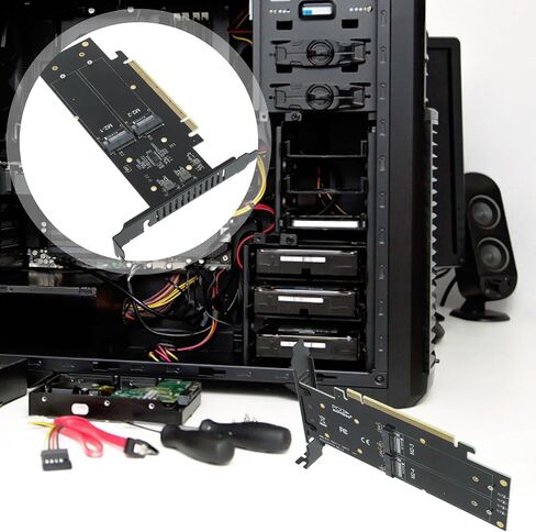 BESPORTBLE NVMe PCI-E Adapter - Key to PCI-E Converter Card Dual Power Supply for Data Mining Image Video Processing High Efficiency with Enhanced Contacts in Saudi Arabia