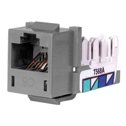 Hubbell HXJ6GY25 XCELERATOR Series RJ Jack, CAT6, 8 Position, Universal 586A/B Wiring, Gray (Pack of 25) in Saudi Arabia