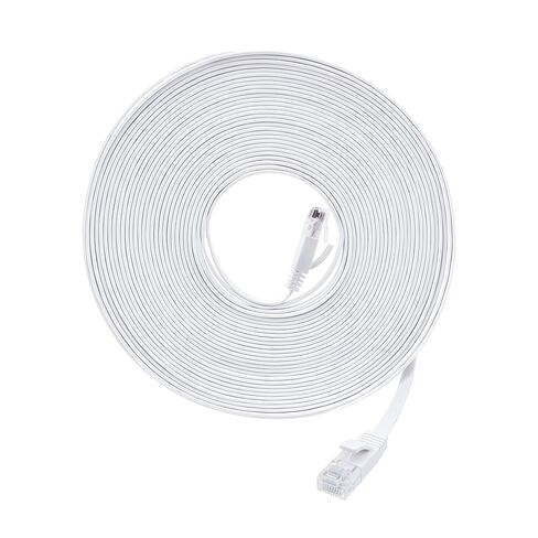 BlingKingdom Ethernet Cable 10 M Flat Network Cable Cat 6 with Rj45 Connector for Indoor Home Office PC Gaming Consoles Streaming Devices - White in Saudi Arabia