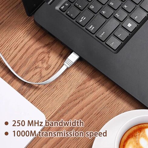 BlingKingdom Ethernet Cable 10 M Flat Network Cable Cat 6 with Rj45 Connector for Indoor Home Office PC Gaming Consoles Streaming Devices - White in Saudi Arabia