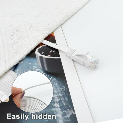 BlingKingdom Ethernet Cable 10 M Flat Network Cable Cat 6 with Rj45 Connector for Indoor Home Office PC Gaming Consoles Streaming Devices - White in Saudi Arabia